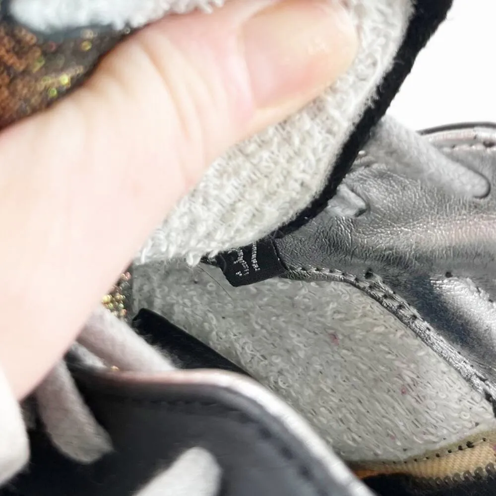 P448 High Top Lace Up Skate Sneakers Black Gold Foil 7 - Image 2