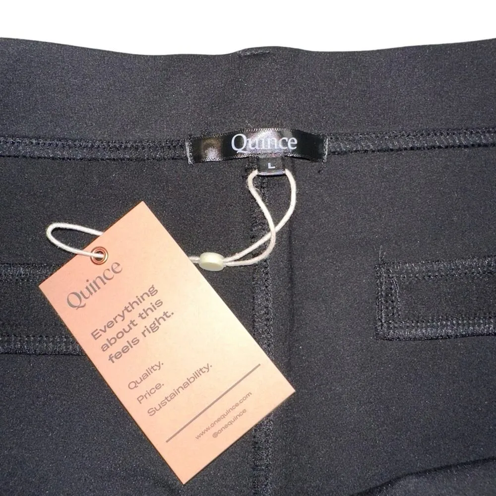 NWT Quince Ultra Straight Ponte Straight Leg Black Pull On Pants LARGE PETITE - Image 3