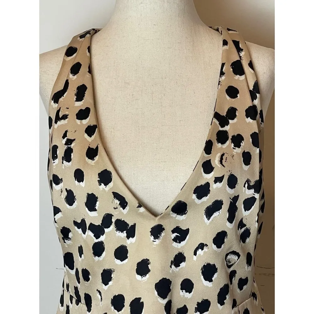 Cameo Tan Black and White Leopard Print V‎ Neck Sleeveless Mini Dress Size S - Image 9