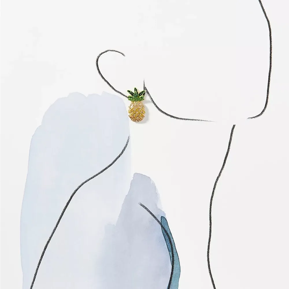Baublebar Looking Pine Pavé Pineapple‎ Drop Earrings - Yellow/Green - NWB - Image 3