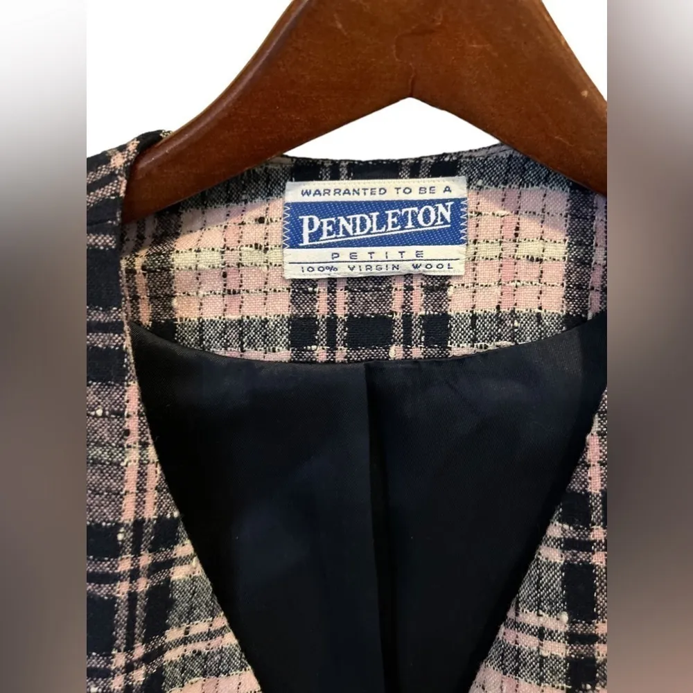 PENDLETON  Vintage Jacket Tartan Plaid‎ 100%   Wool Jacket Size 14 - Image 4