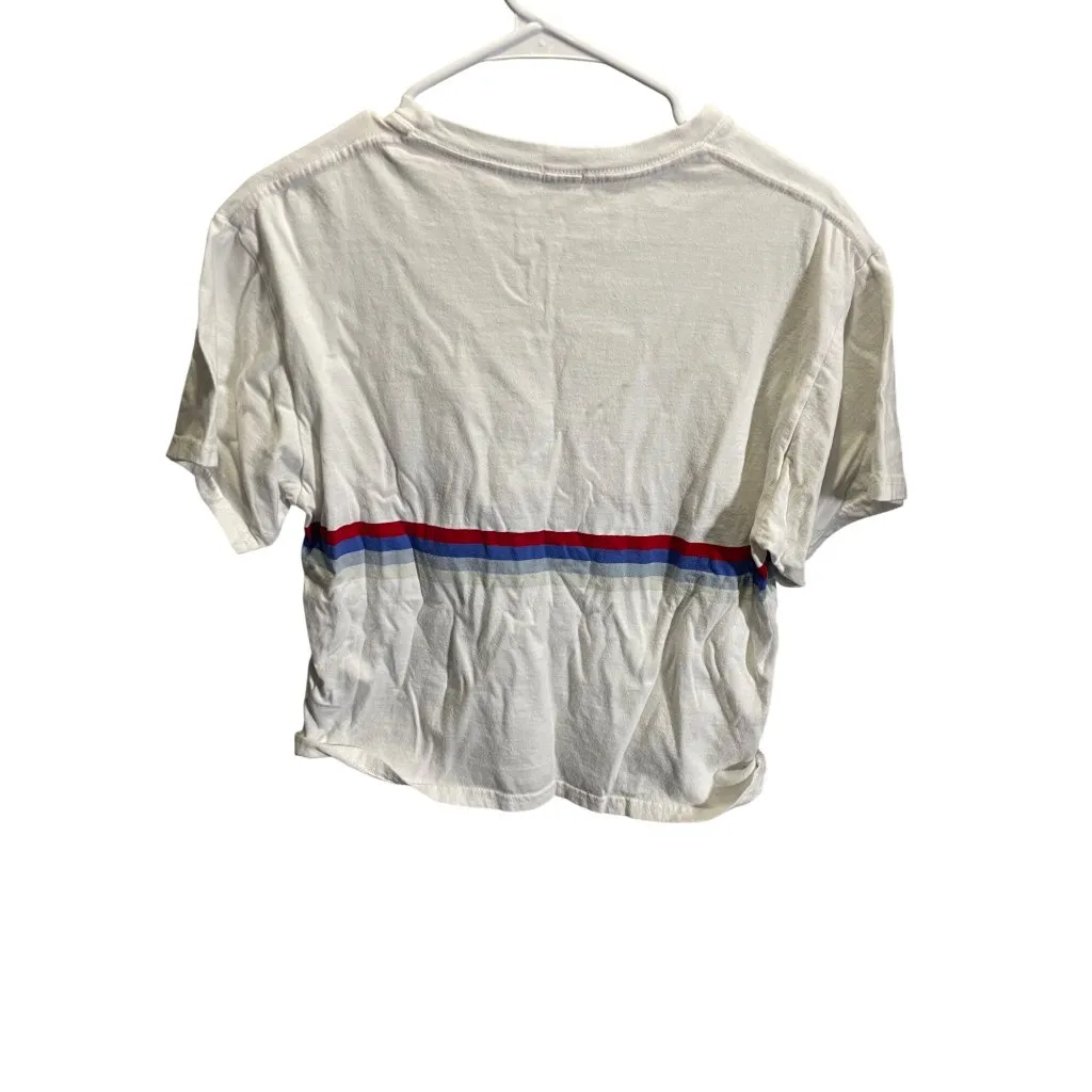 J. Galt Womens White Crop Top Red & Blue Striped Cotton Shirt one size - Image 5