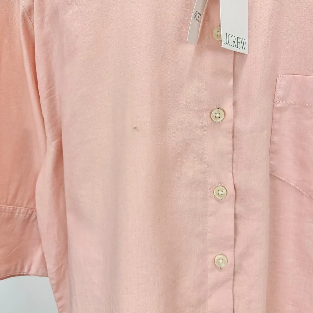 J.Crew Herringbone Twill Button Up Shirt Classic Cotton Peach Pink US 12 NWT - Image 11