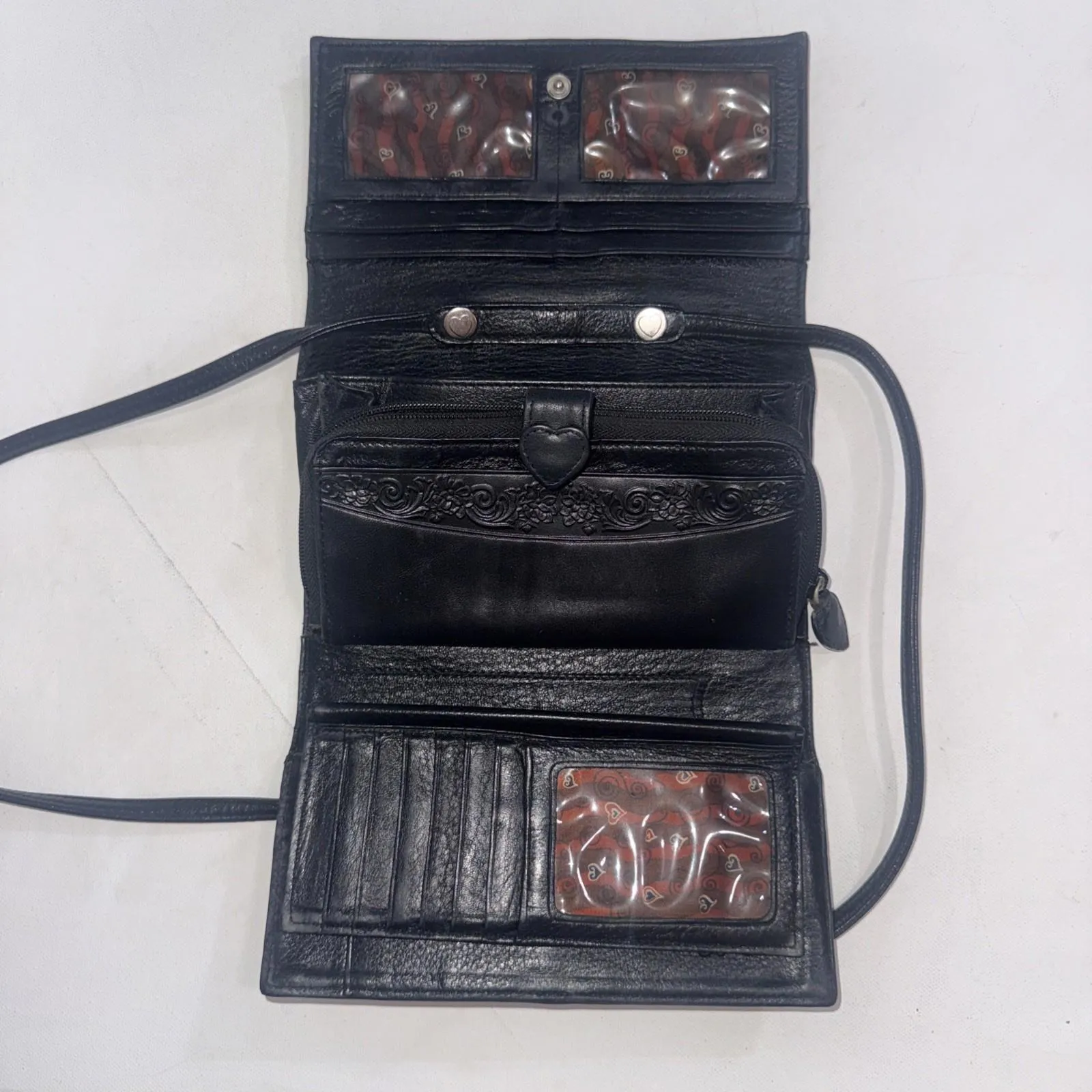 Vintage Y2K 90s Brighton Crocodile Leather Croc Wallet Organizer Crossbody Purse - Image 3