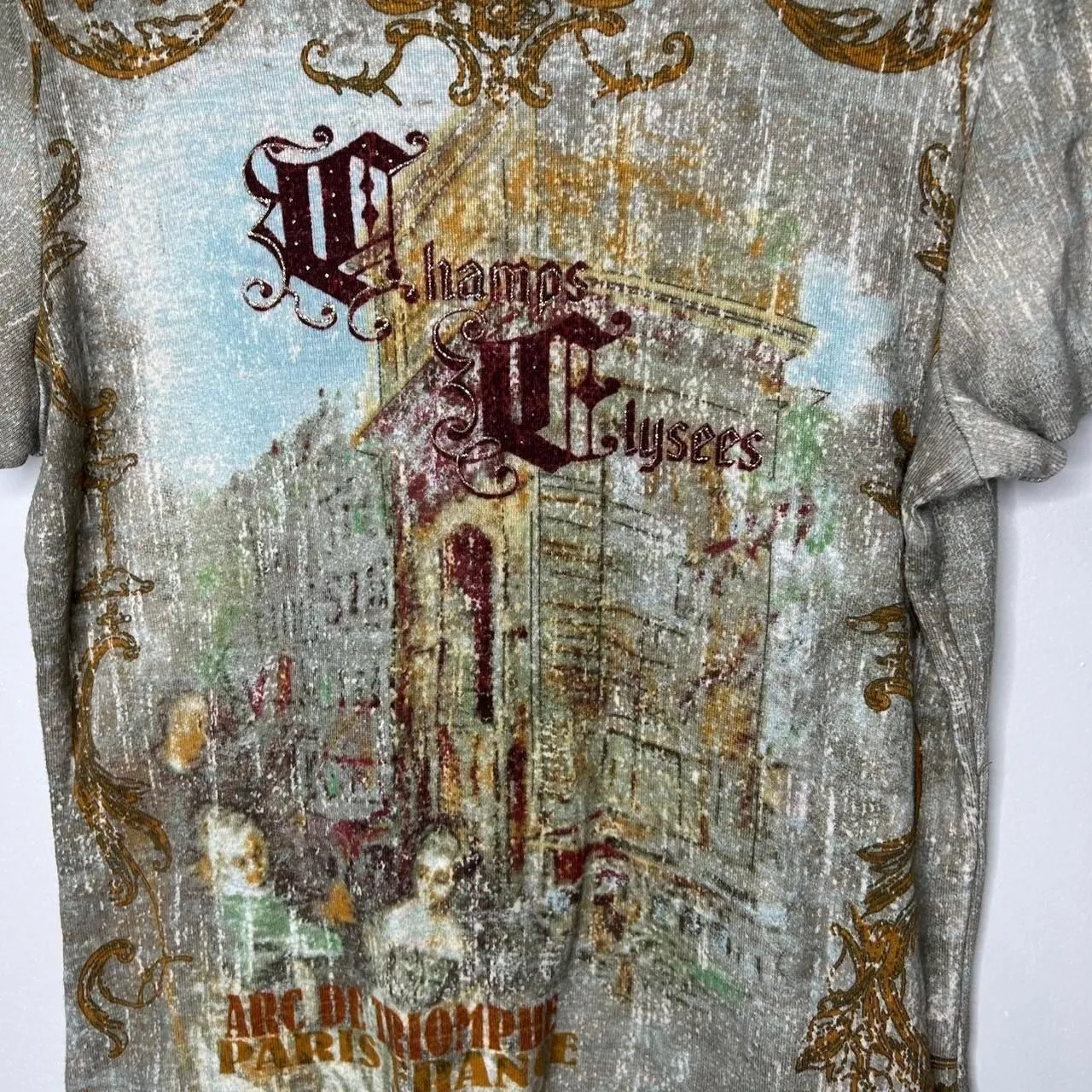 vintage Y2K 2000s retro Charming vintage Chaps Elysers grey brown graphic tee Size M - Image 3