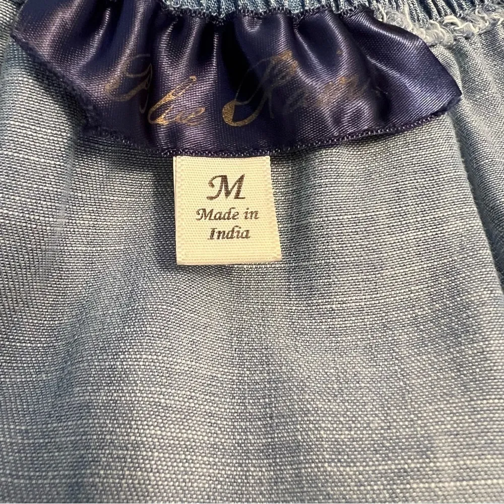 Blue Rain Blue Off Shoulder Chambray Hi Low Hem Top M - Image 9