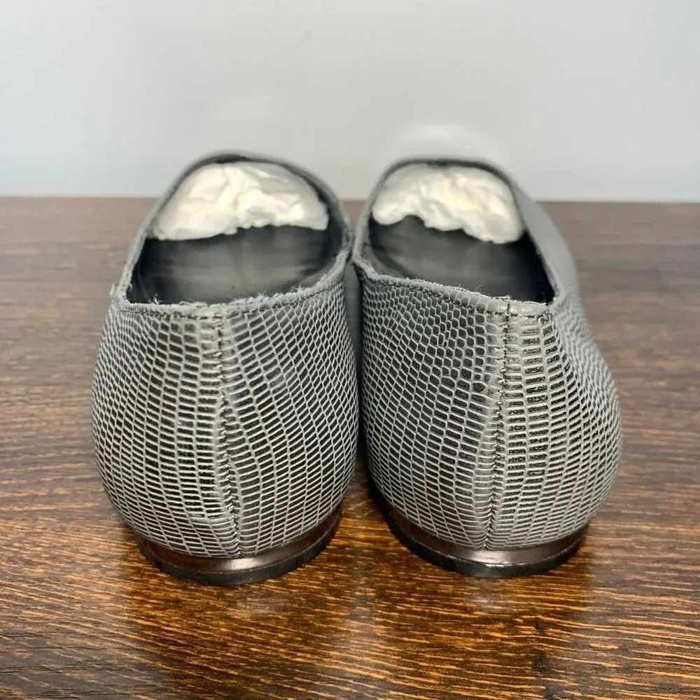 Nine West Women's Snakeskin Cap Toe Slip-On Ballet Flat Shoes Gray Size 7.5 - Image 3