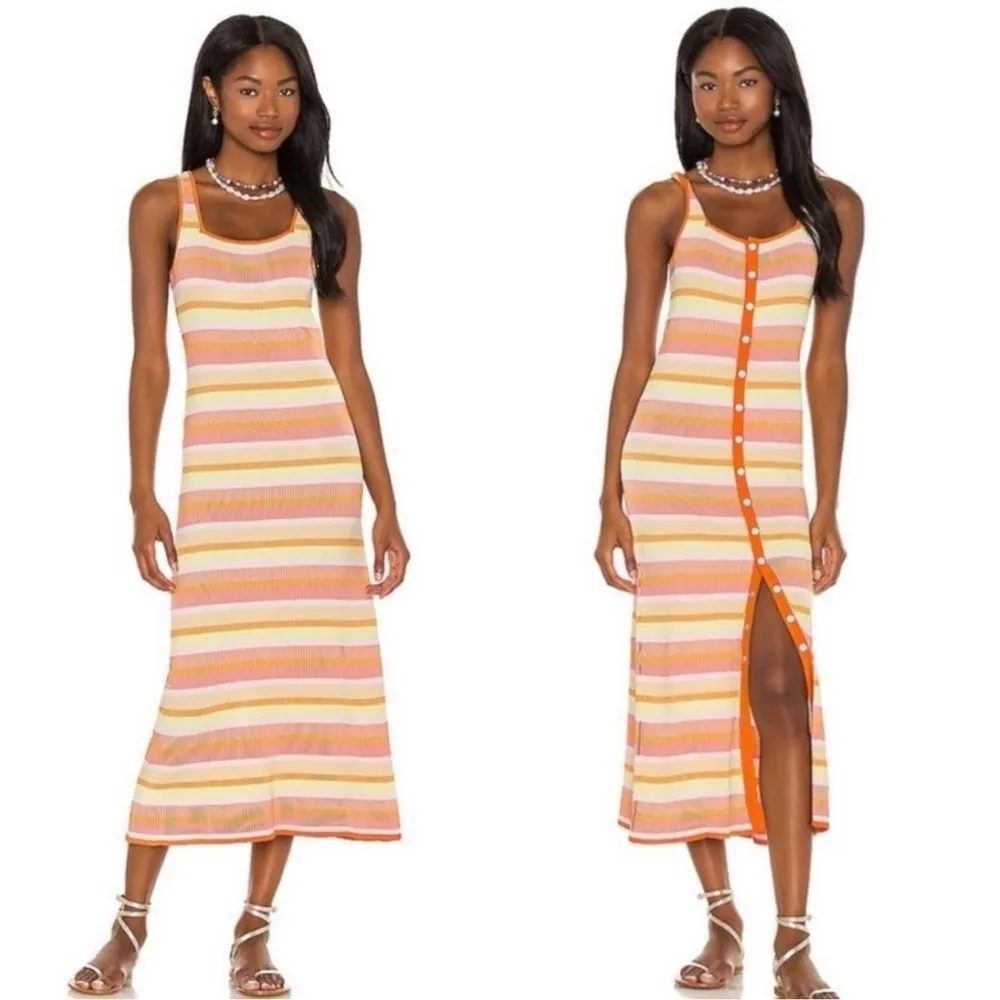 REVOLVE SOLID & STRIPED Kimberly Striped Tank Beach Dress Sorbet Small - Image 3