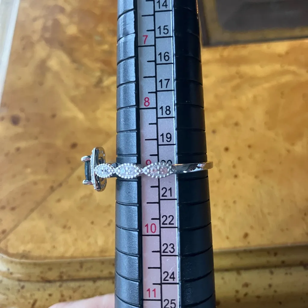 London Blue Topaz Sterling Silver Ring Set Size 9 - Image 5