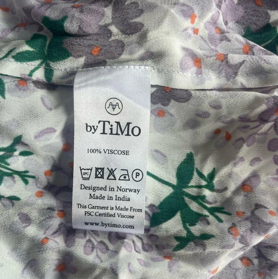 byTiMo Summer Button Front Ruched Puff Sleeve Maxi Dress Size XS Purple Floral - Image 11