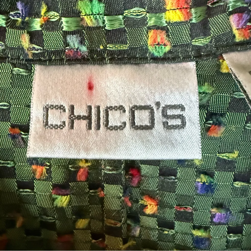 Chicos Sz 2 14 Green Unique Wearable Art to Wear Blazer Jacket Shirt Top Mature - Image 2