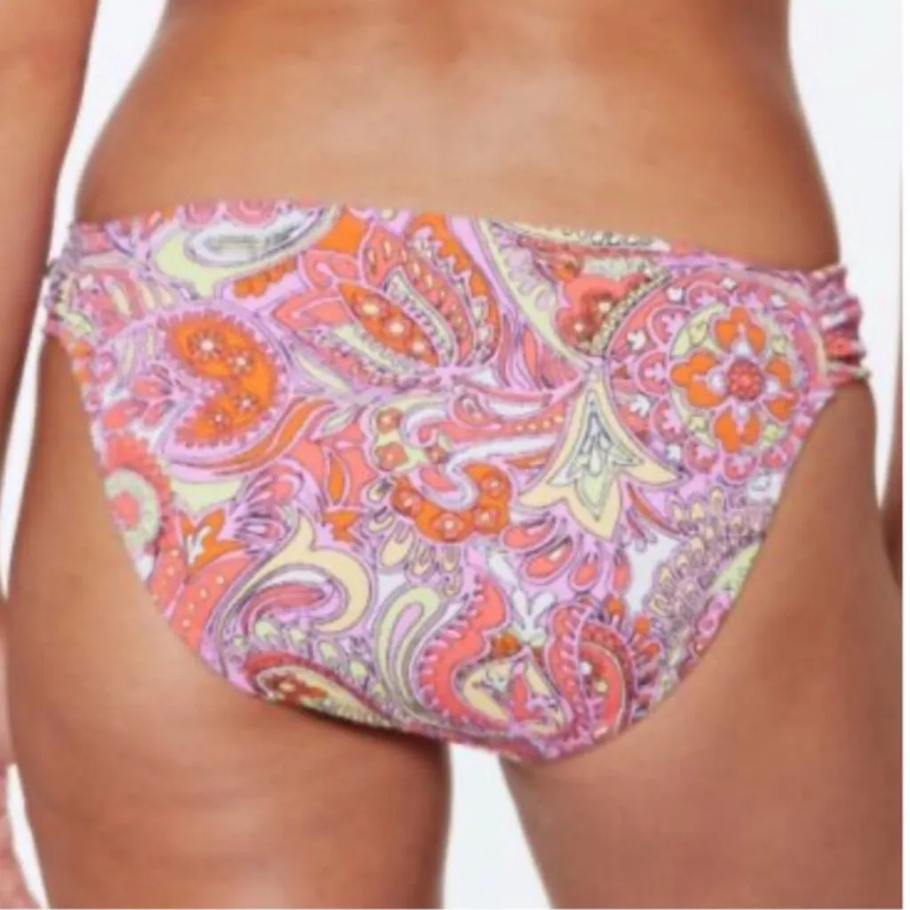 Jessica Simpson Women’s Hipster Bikini Bottoms size XL Mandarin Multi - Image 2
