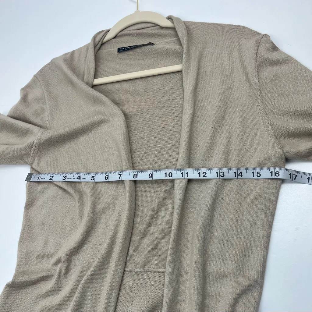 Peruvian Connection Open Front Cardigan Sweater‎ Tan Medium Long Sleeve *FLAWED - Image 4
