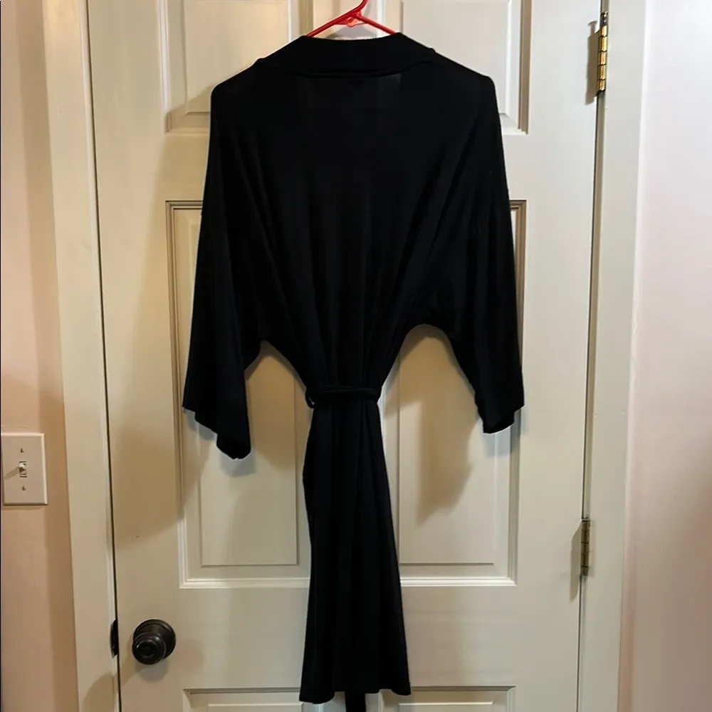 Gilligan & O'Malley Black Wrap Style Stretchy Sleepwear Robe - Image 5