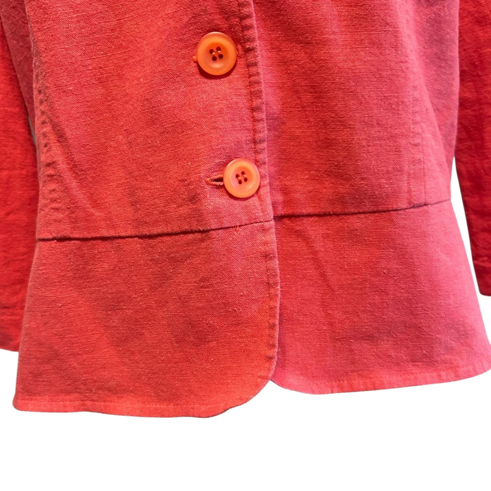 Miss Dorby VTG Blazer Bolero Jacket No Size Tag Orange Buttons Collar 3/4 Sleeve - Image 4