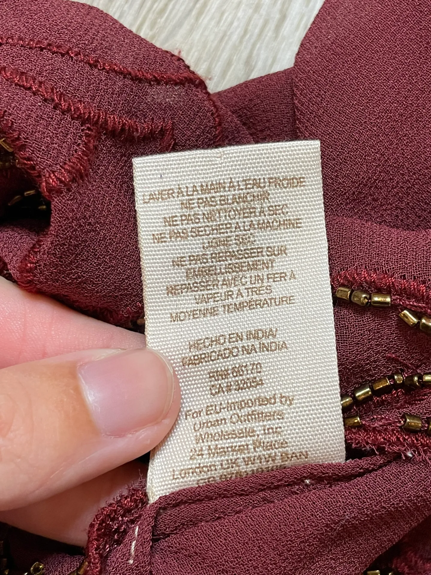 Beaded Maroon Chiffon Sheer Tunic Dress - Image 7