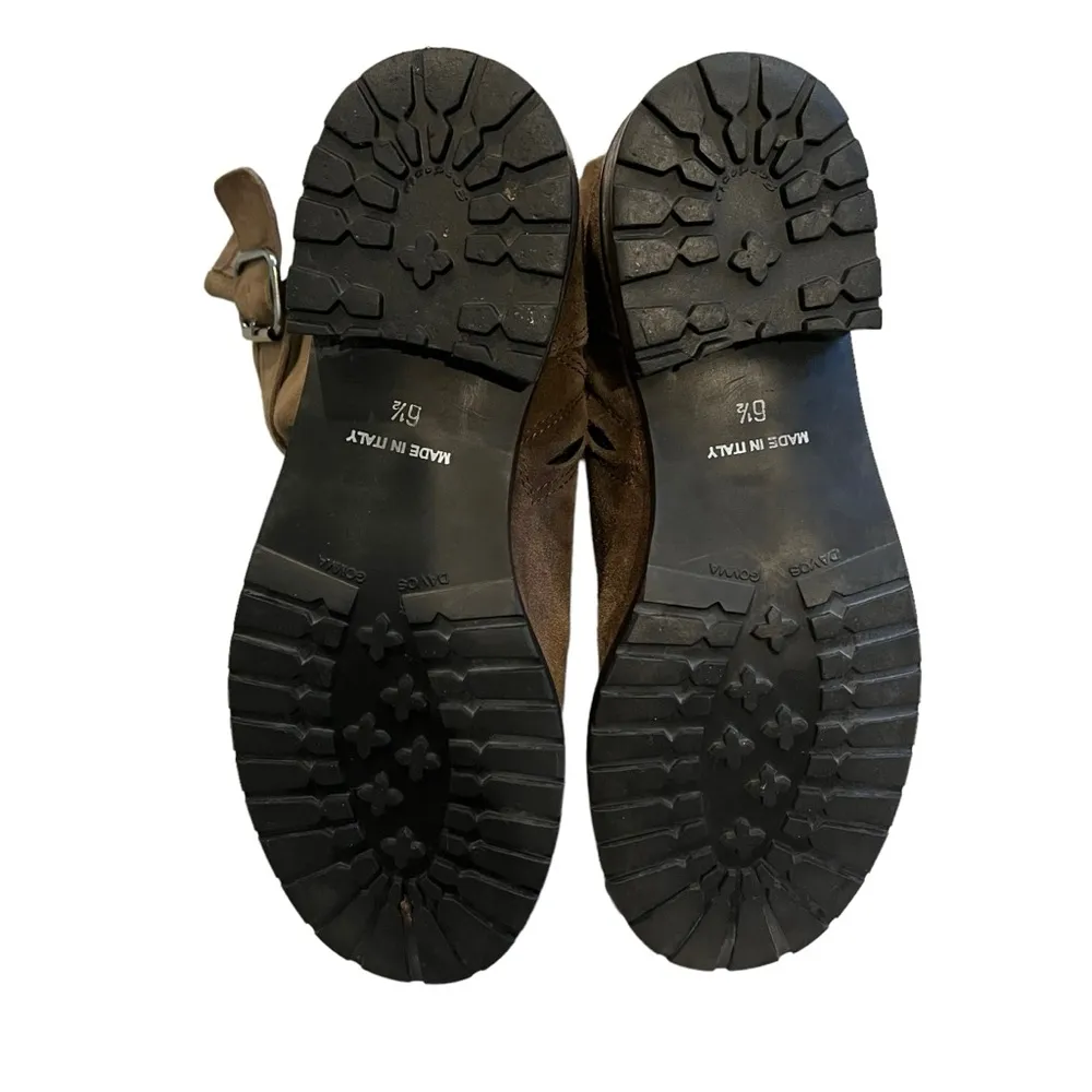 Garnet Hill Taupe Suede Buckle Accent Mid Calf Moto Boot, Sz 6.5 - Image 15