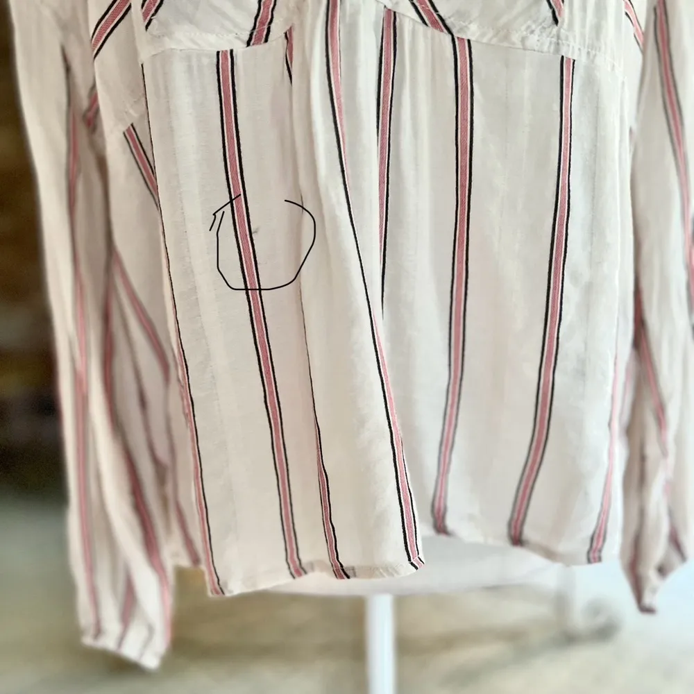 Splendid Top Sailboat Striped Lace-up Ivory S Long Sleeve Boho Relaxed Nautical - Image 12