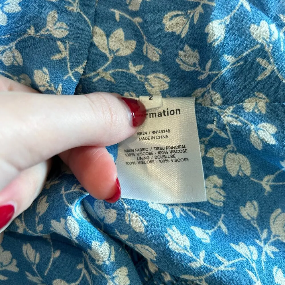 REFORMATION Robertson Floral Print Camisole In Marie Blue Tie Strap Size 2 - Image 6