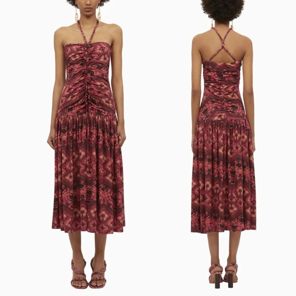 NEW Ulla Johnson Dress Marcella Wild Rose Pink Print Halter Midi Dress Size‎ 2 - Image 8