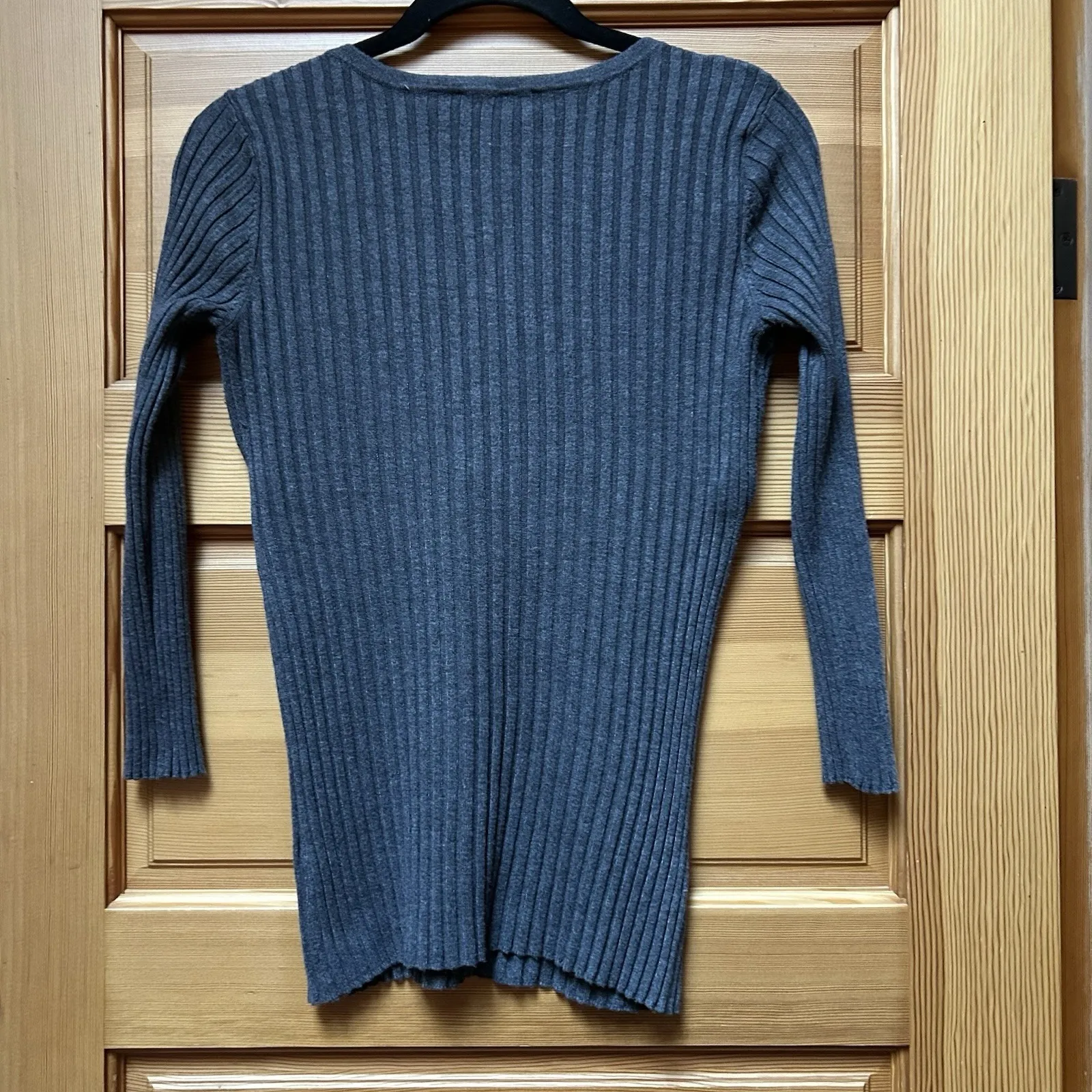 VTG Y2K Women's Gray 1/2 Zip Ribbed Henley Sweater Large Elena Gilbert Bella - Image 2