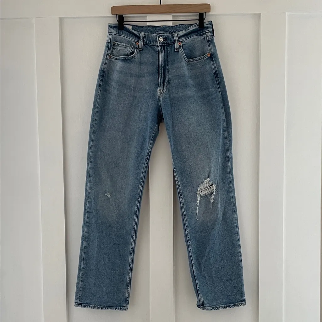 GAP 90s Loose High Rise Denim Jeans in Vintage Light Destroy Wash Size 27 | 4 R - Image 3
