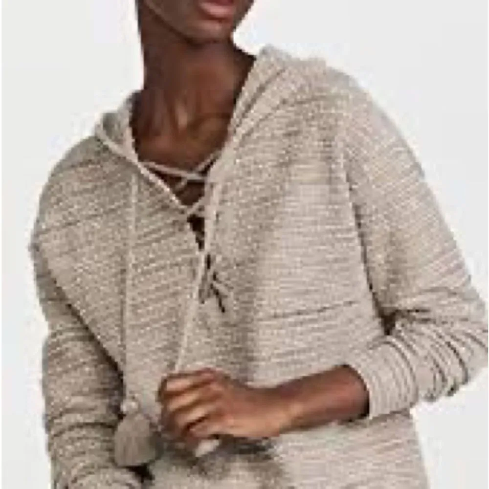 Something Navy Textured Lace Up Hoodie - Image 2