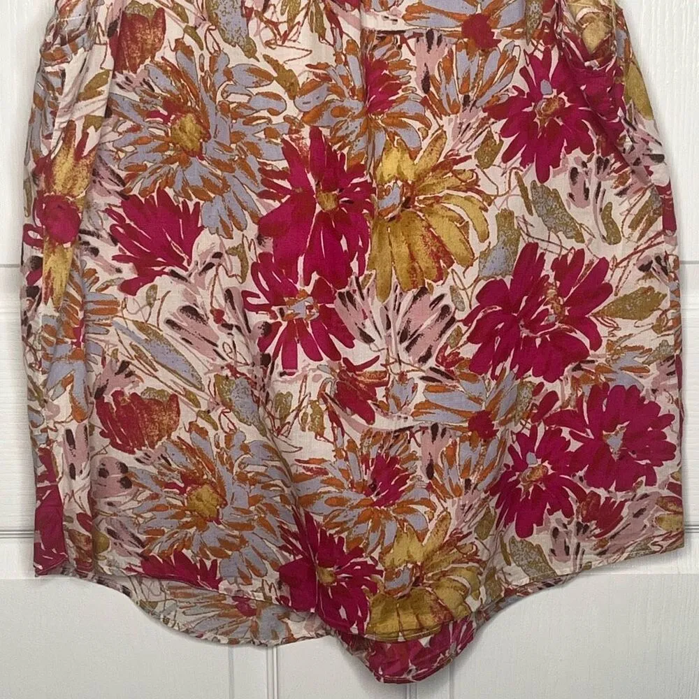 Anthropologie Porridge Sz 14 Floral Button Up Sleeveless Blouse Top - Image 10