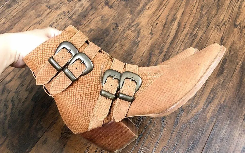 Matisse • Harvey Multi-Strap Boot embossed leather buckle tan western ankle - Image 8