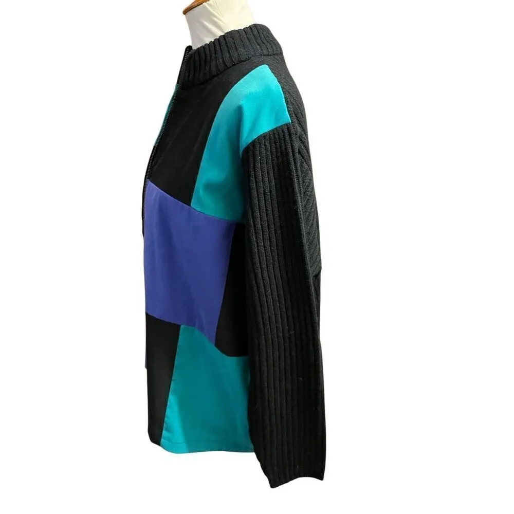 JM Collection By Jennifer Moore Y2K 90’s/2000’s Era color Block Full Zip Sweater - Image 9