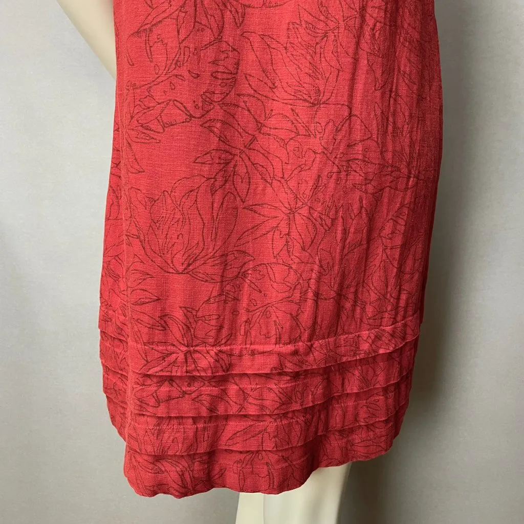 Nicole Miller Dress Linen Blend Short Sleeve Tropical Floral V-Neck Women Medium - Image 6