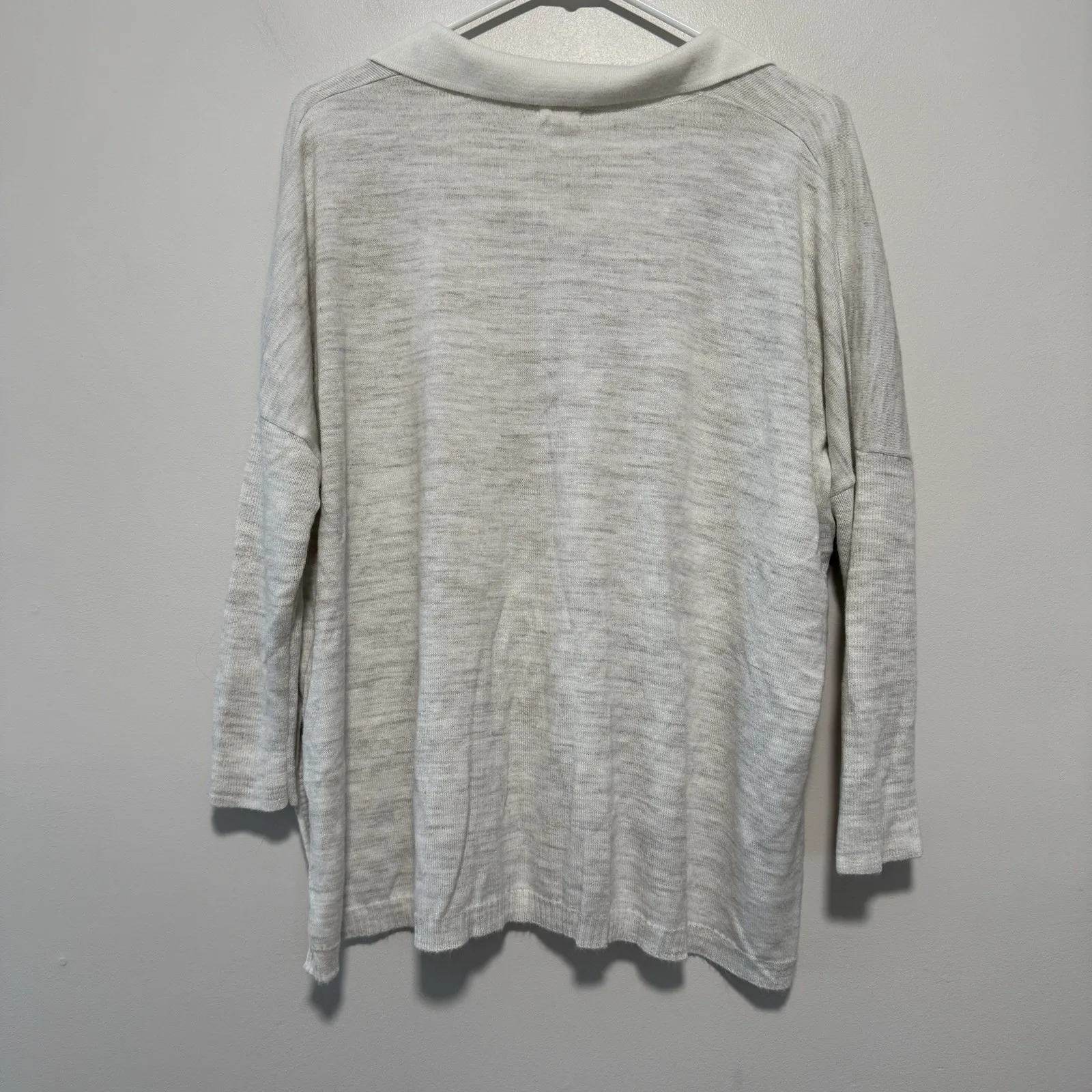 Mersea Marina Relaxed Fit Side Slit Polo Lightweight Sweater in Light Gray OS Size undefined - Image 5