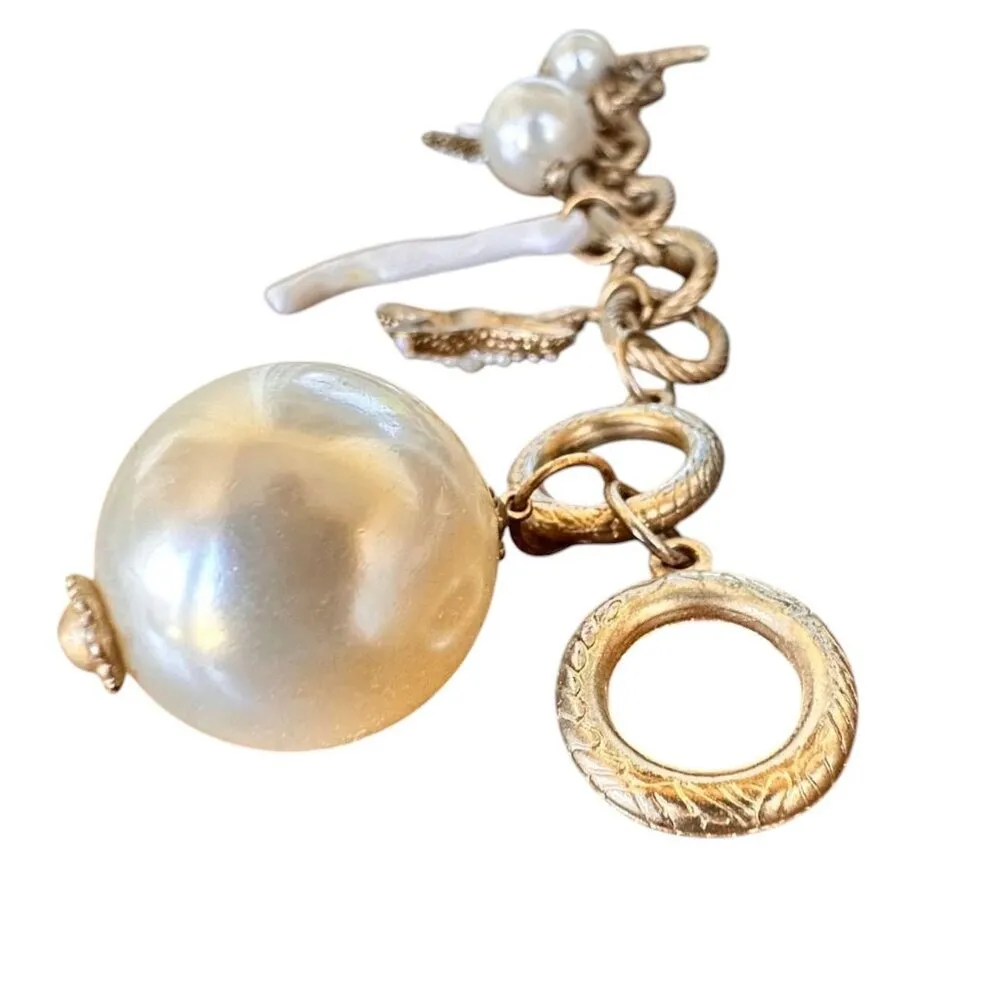 Vintage Sealife Toggle Charm Bracelet Starfish Beach Fish Coral Chain Link Gold - Image 11