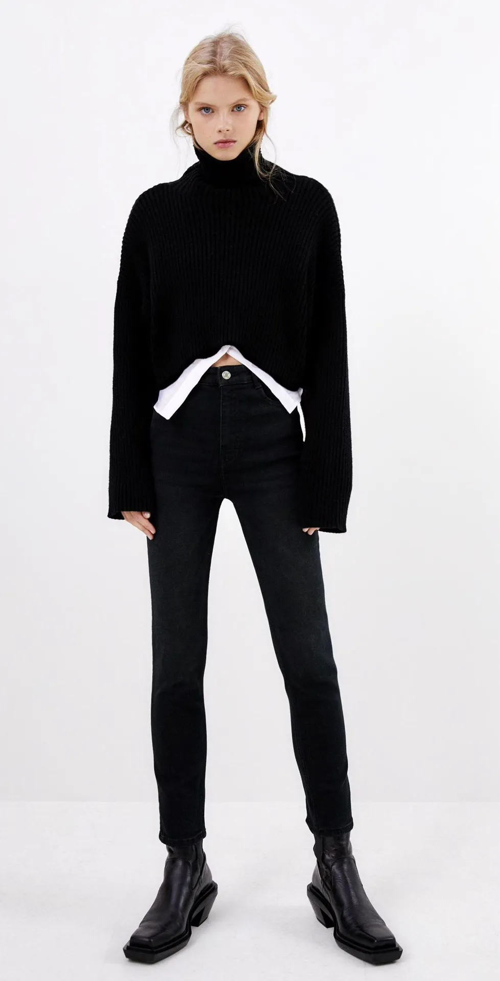 Faded Black Vintage Warm Skinny Jeggings Jeans - Image 2