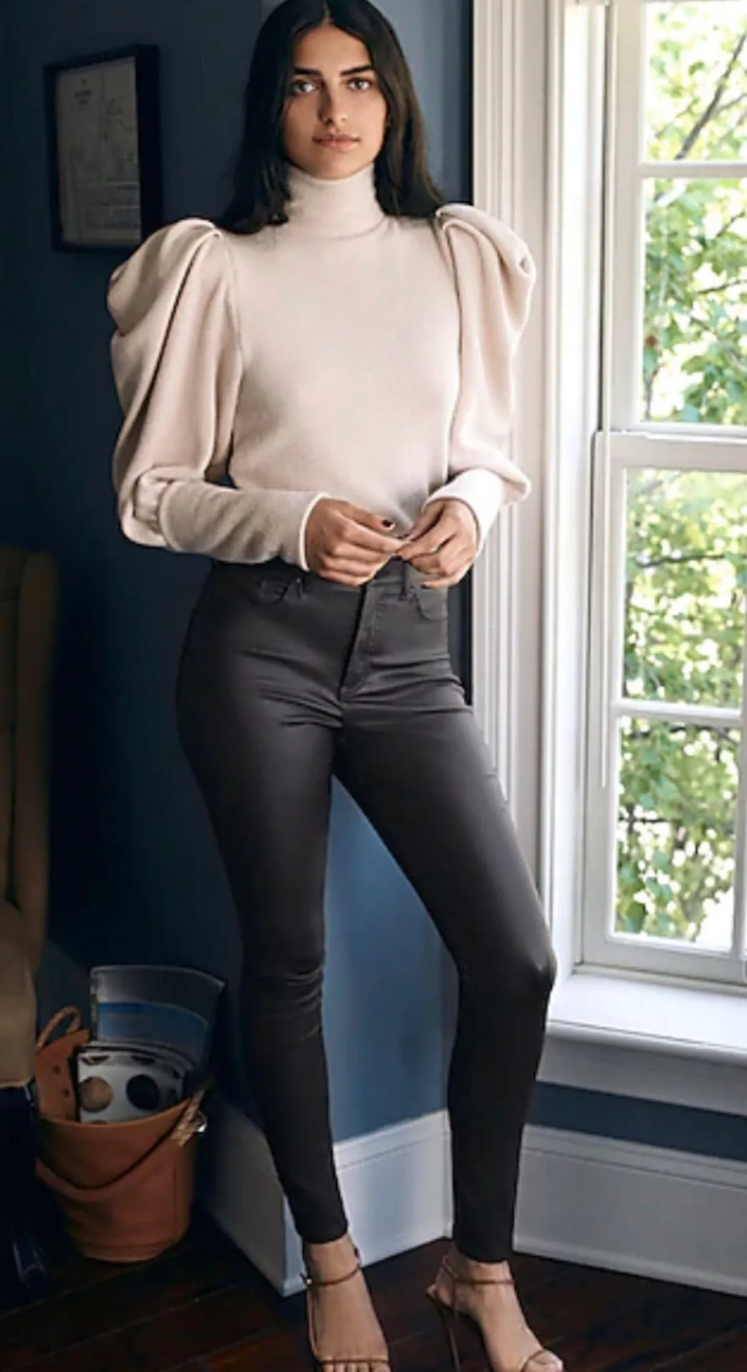 High Waisted Black Skinny Jeans - Image 3
