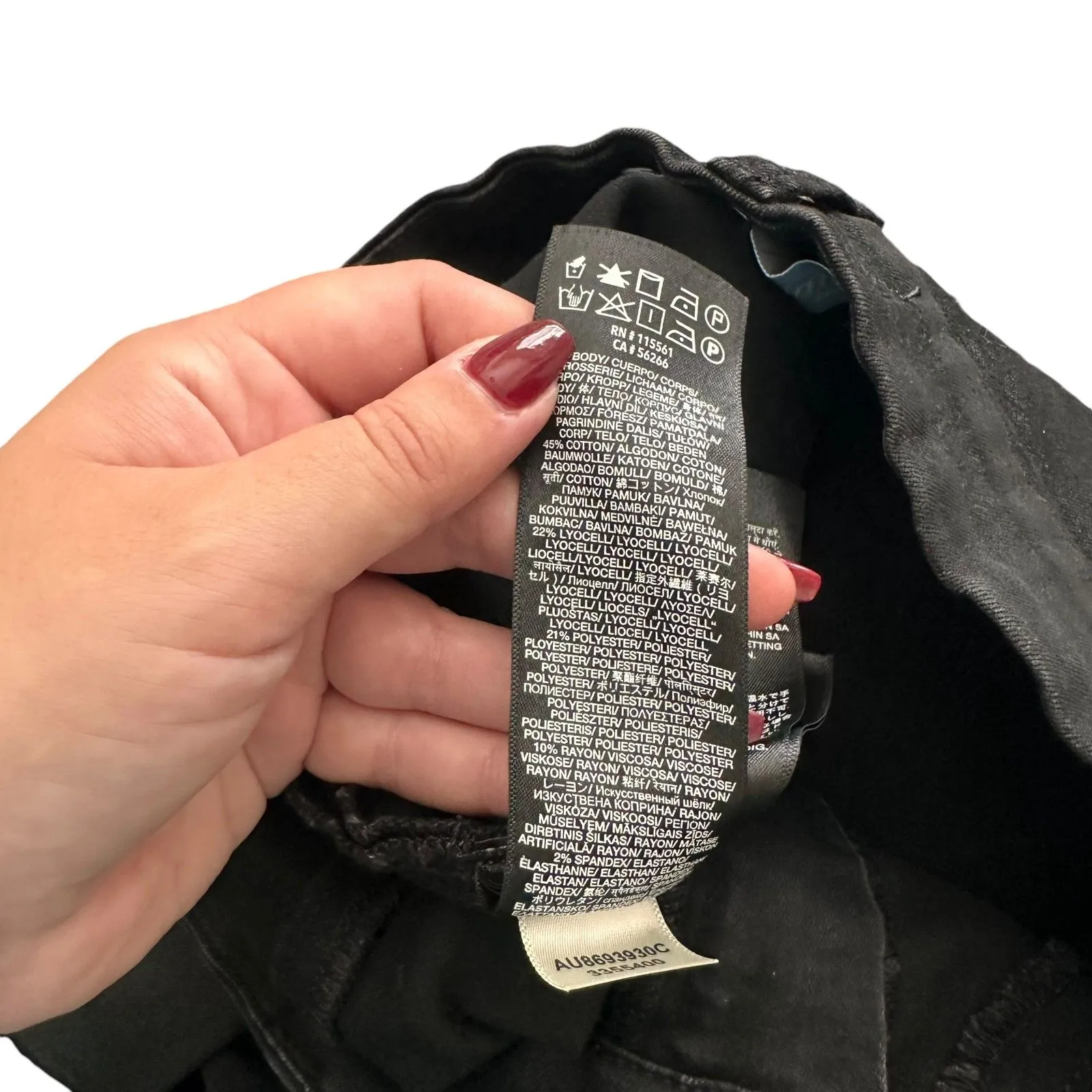 7‎ FOR ALL MANKIND B(air) High Waist Ankle Skinny Pant Coated Black Sz27 - Image 7