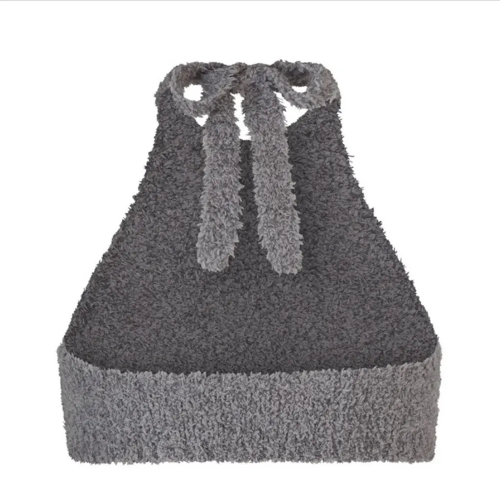 SKIMS Cozy Knit Halter Bra Top Tie Neck Bralette in Smoke Gray NWT 4X/5X - Image 2