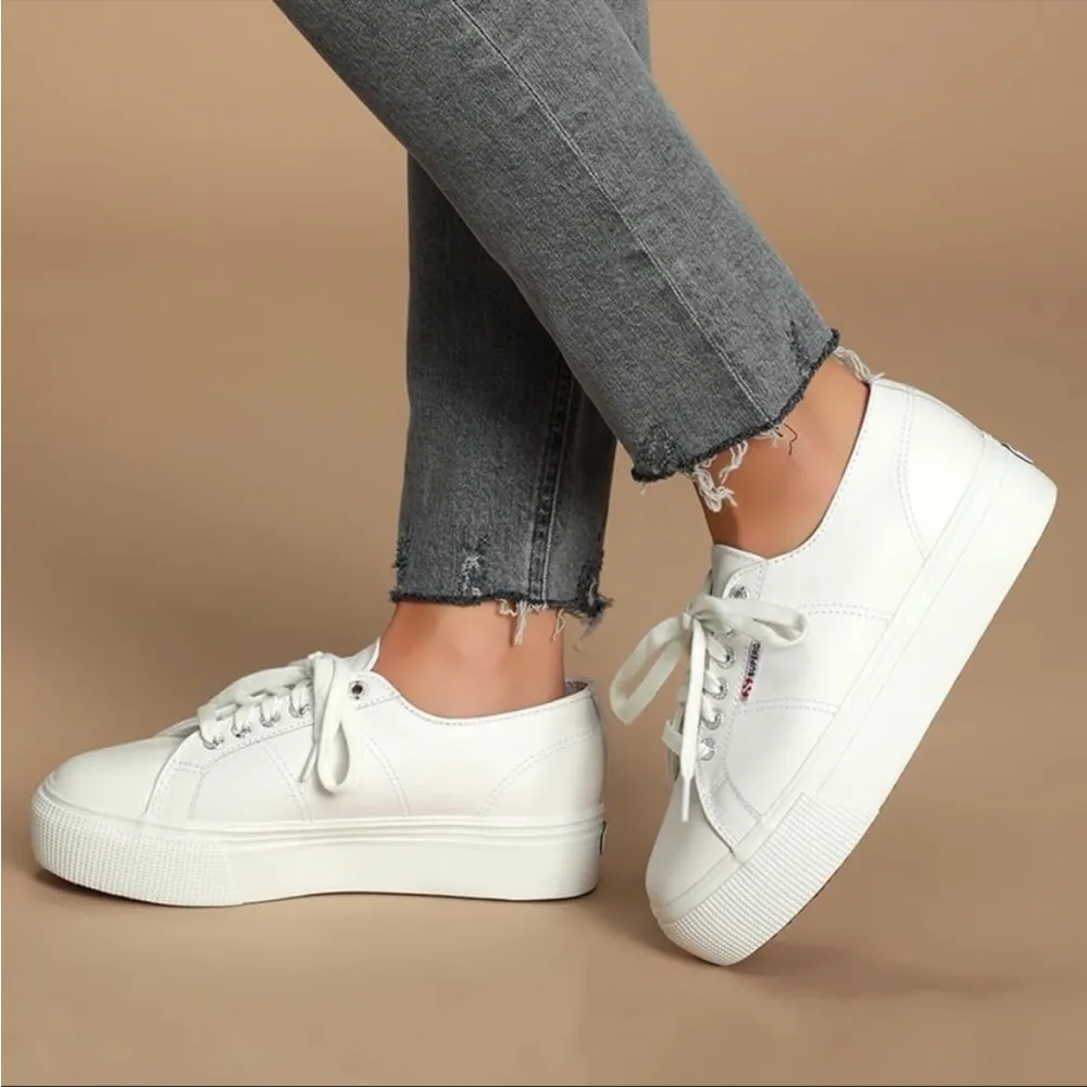 Superga 2790 White Leather Platform Sneaker - Image 3