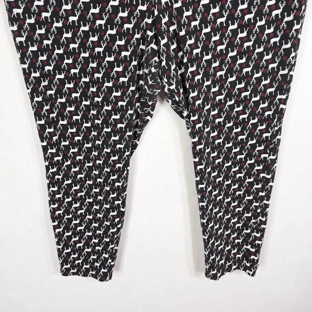 Cacique Plus Size 26W 28W‎ Pajama Pants Black White Reindeer Christmas 762 - Image 4