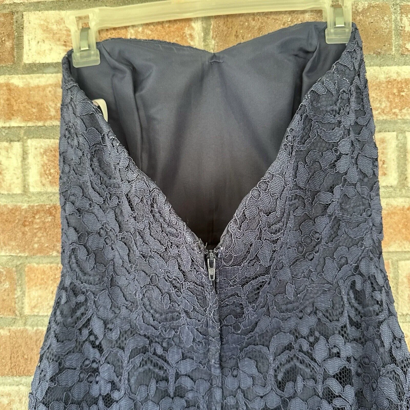 David’s Bridal Marine Blue Lace Bridesmaid Strapless Dress Short Cocktail Size 8 - Image 6