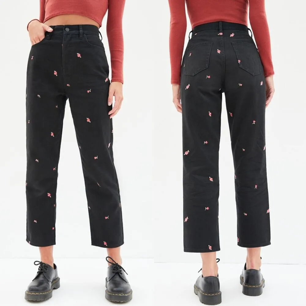 Bobi & Pascun Embroidered Black High Waist Jeans 26 Tie Dye Top S - Image 2