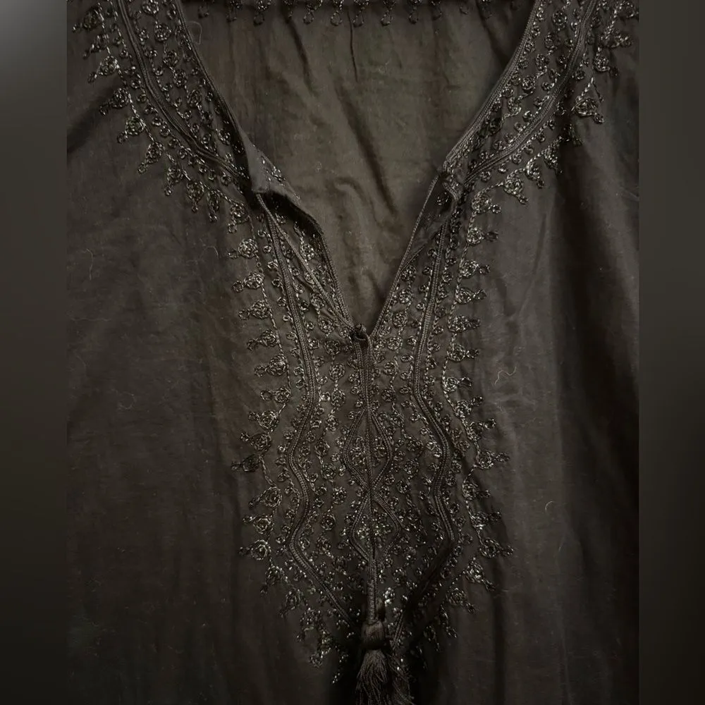 Calypso St Barth Size Small 3/4 Sleeve Tie Front Metallic Blouse - Image 6