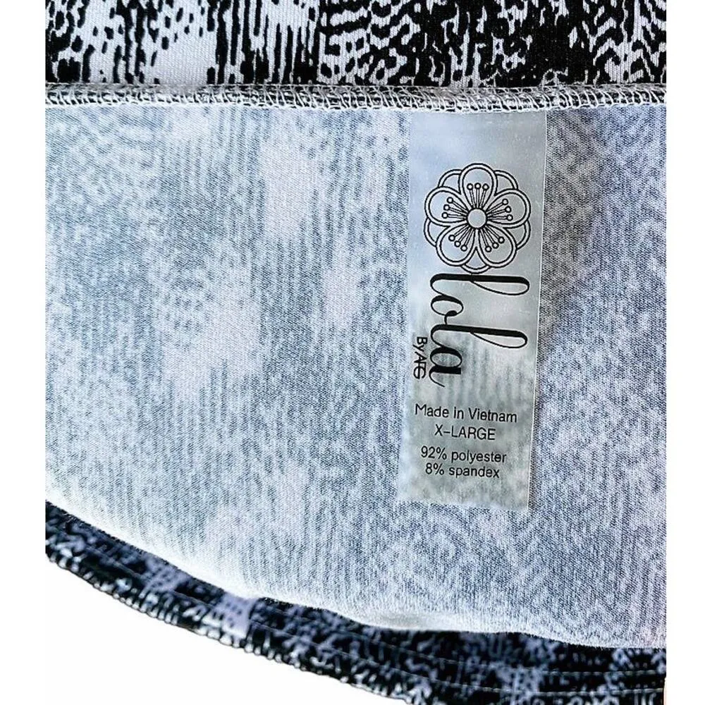 LOLA by AFG Spandex Black White Athletic Mini Skirt with Wrap Front ~ Women's XL - Image 3