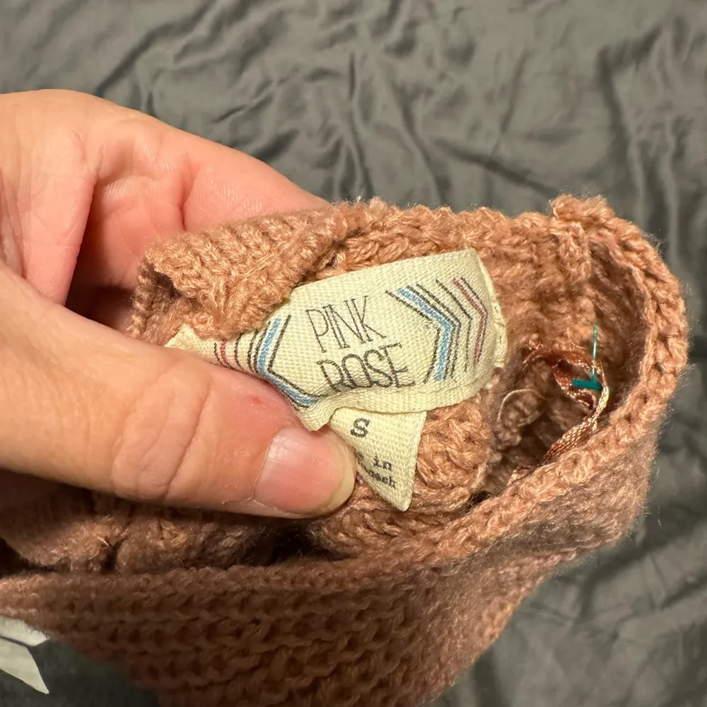 Pink Rose Soft Knit Sweater in Warm Brown - Image 3