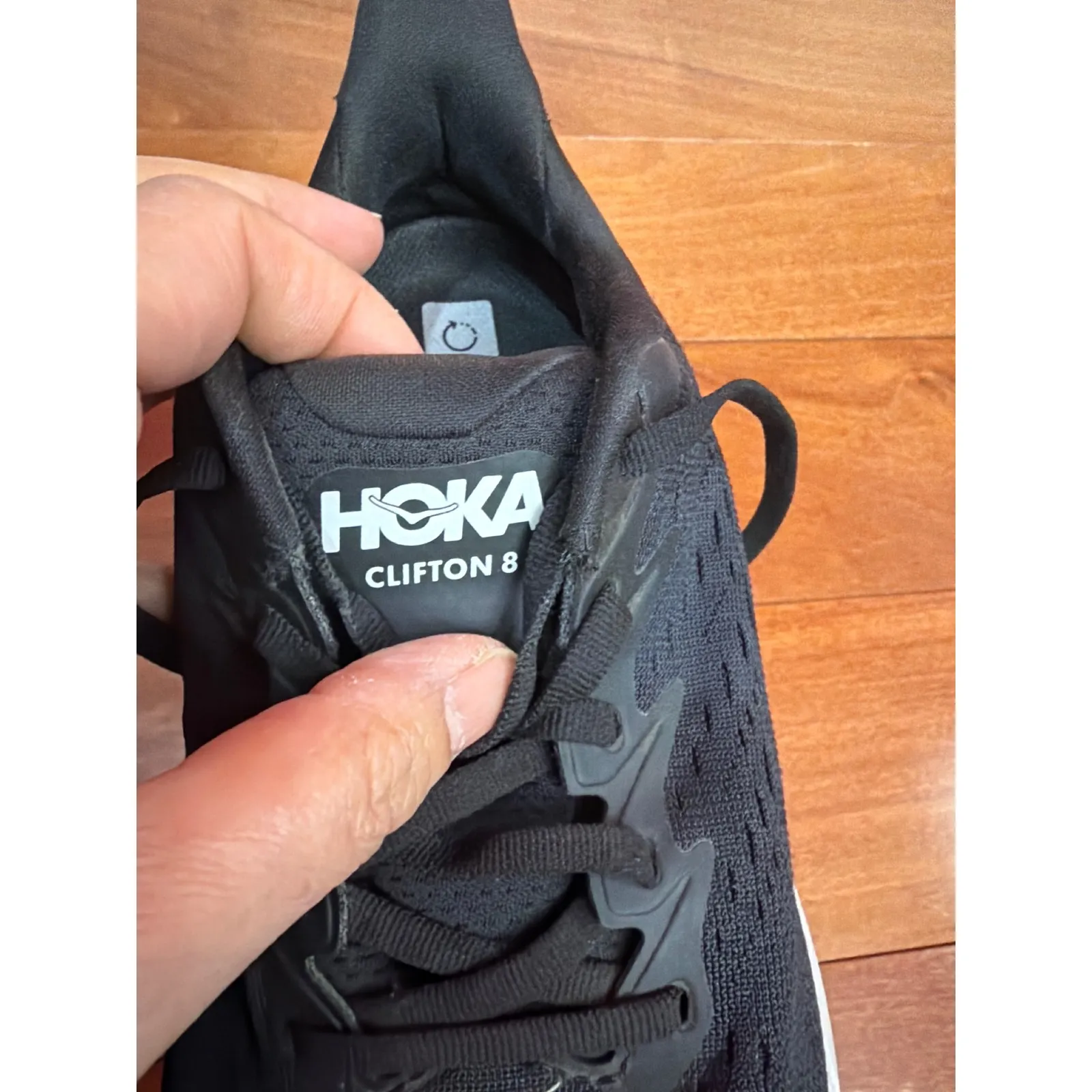 Hoka Clifton 8 Womens Running Shoes Black White Athletic Sneakers Size 8.5B - Image 8