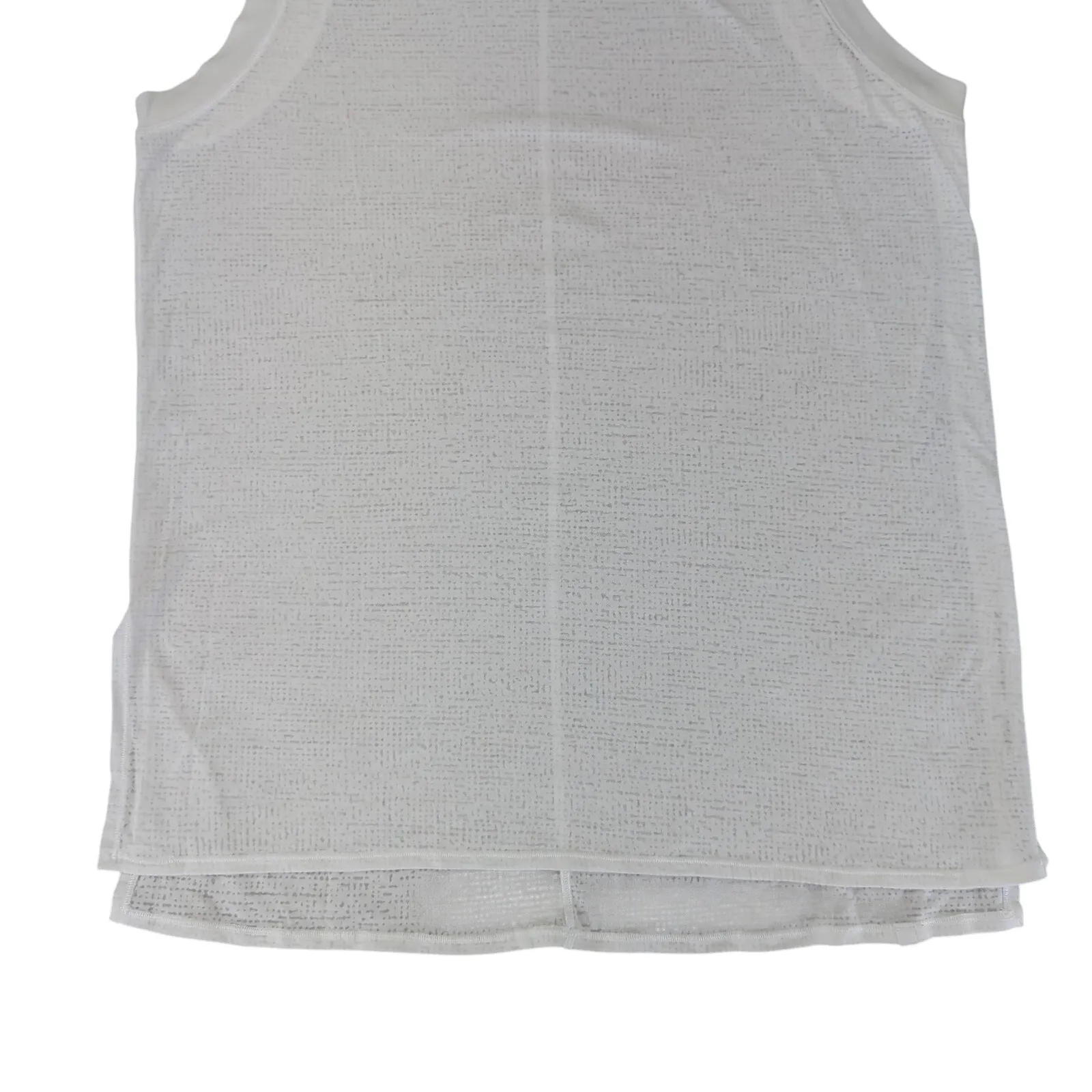 Lululemon White Athletic Tank Muscle Long Line Crew Neck Women's‎ Size 8 Sheer - Image 4