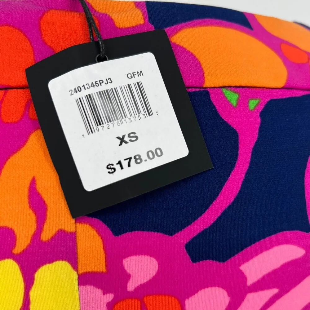 Trina Turk Floral Jersey Split Sleeve Boat Neck Dress Size XS Pink Orange NWT - Image 8