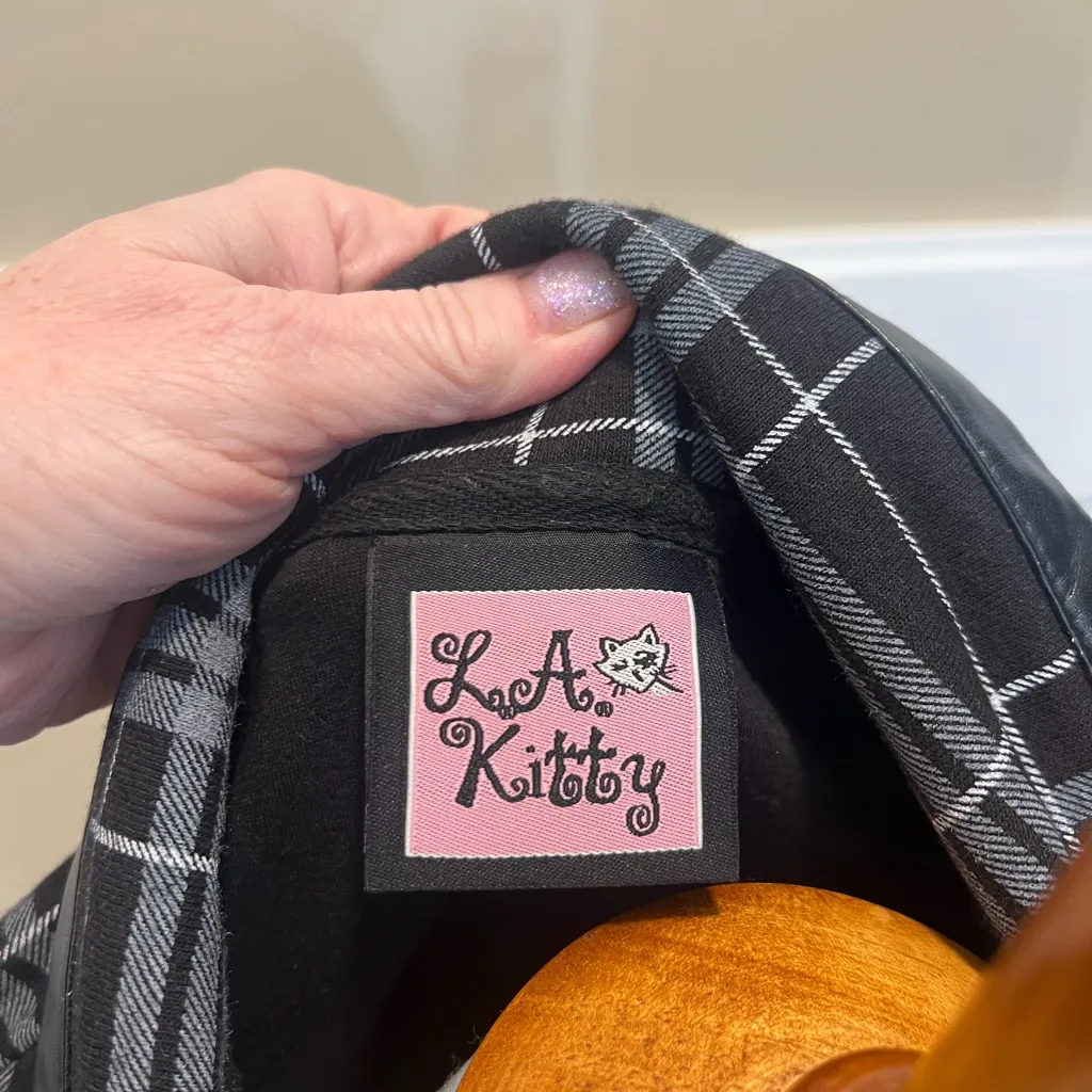 Plaid Women's Jacket with Belt Junior Size XL Black - Image 7