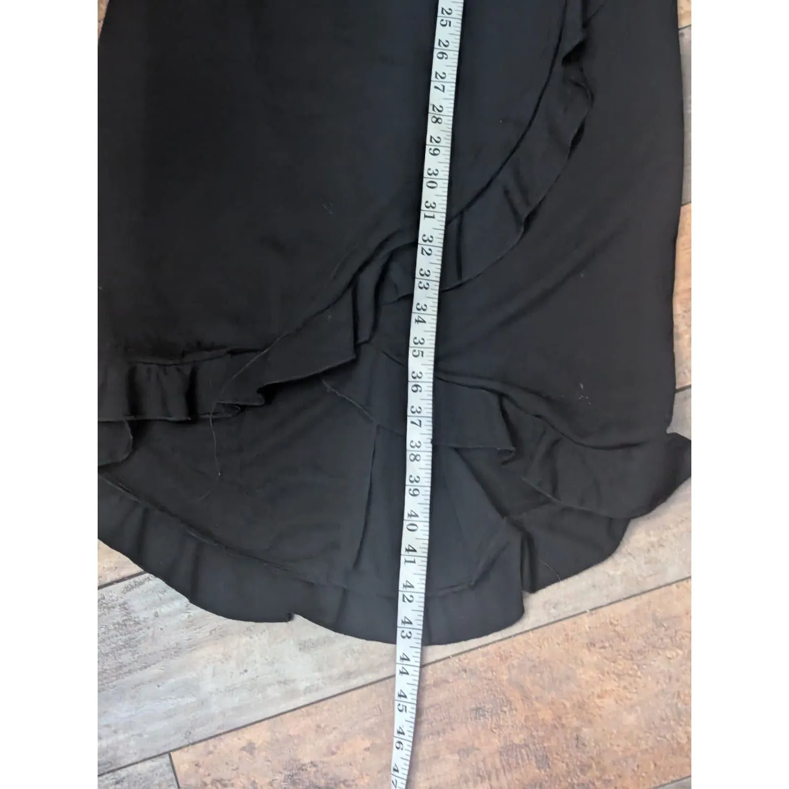 Vintage La Belle Black Ruffle Wrap Dress Long Sleeve Whimsigoth Goth Witchy M Size M - Image 7