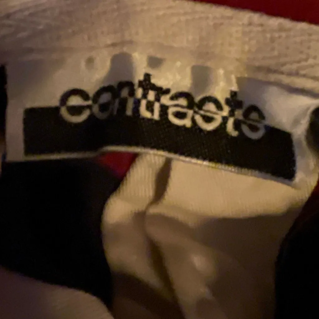 Vintage Contrasts size XL women’s rugby hooded shirt. Red - Image 6